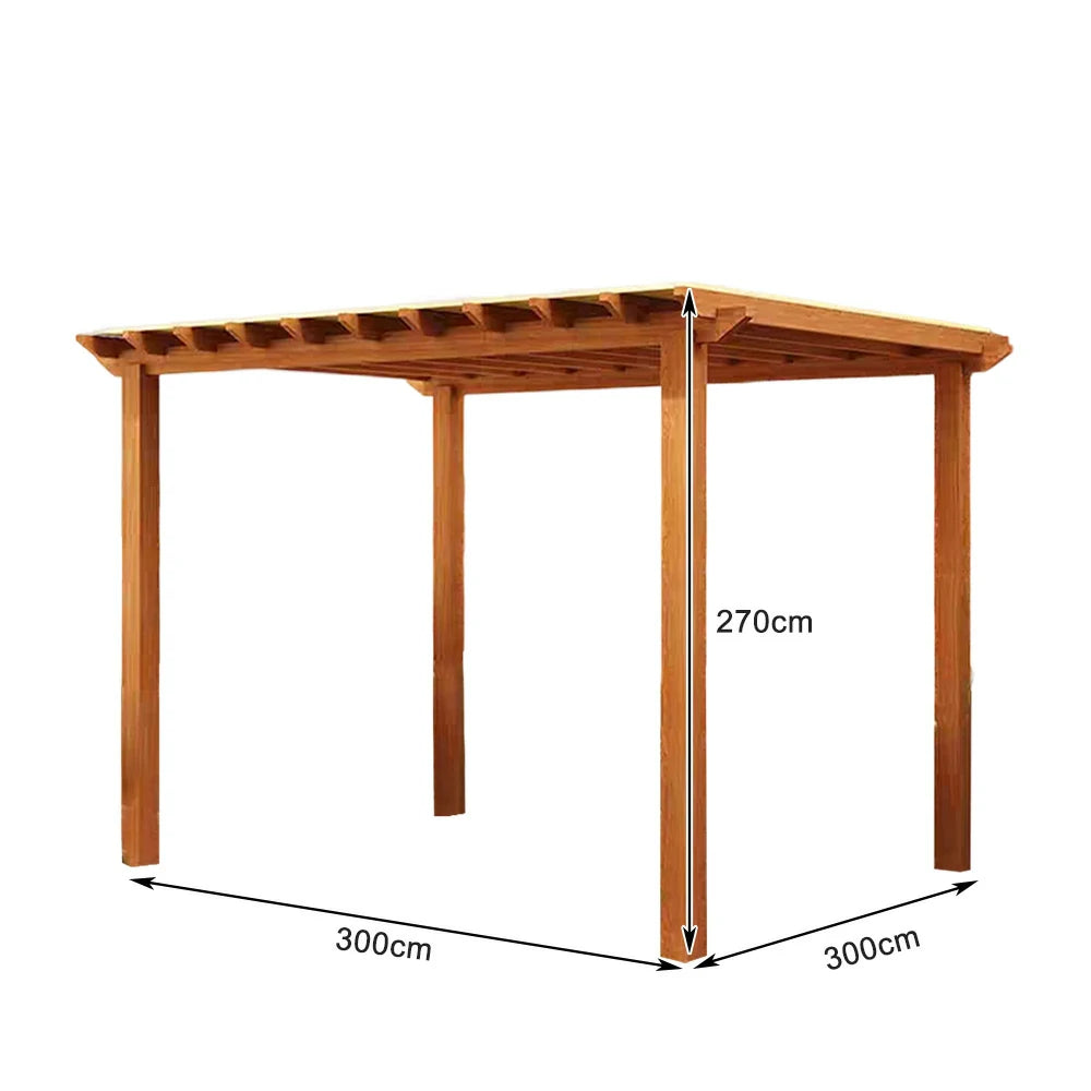 SOLARA Outdoor Pergola Canopy - Finnish Solid Wood Frame with Waterproof Curtain, 3m x 3m Garden & Patio Sunshade Pavilion - Yellow