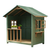 SOLARA Outdoor Wooden Cabin - Premium Solid Wood Structure, Garden & Patio Storage/Relaxation House - Green