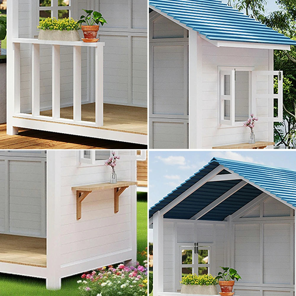 SOLARA Outdoor Wooden Cabin - Premium Solid Wood Structure, Garden & Patio Storage/Relaxation House - White