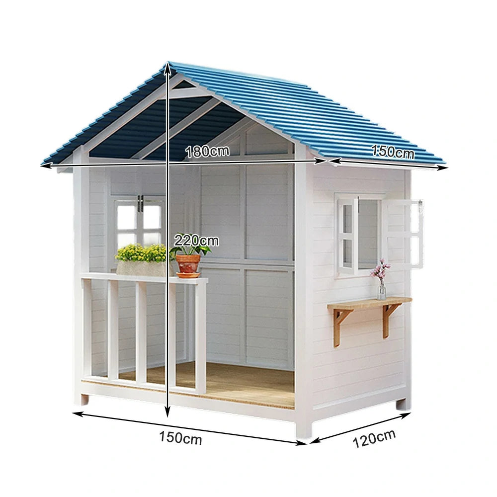 SOLARA Outdoor Wooden Cabin - Premium Solid Wood Structure, Garden & Patio Storage/Relaxation House - White