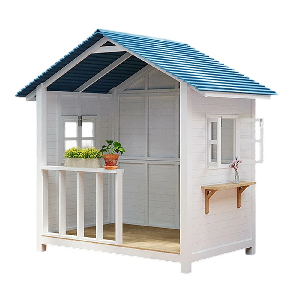 SOLARA Outdoor Wooden Cabin - Premium Solid Wood Structure, Garden & Patio Storage/Relaxation House - White