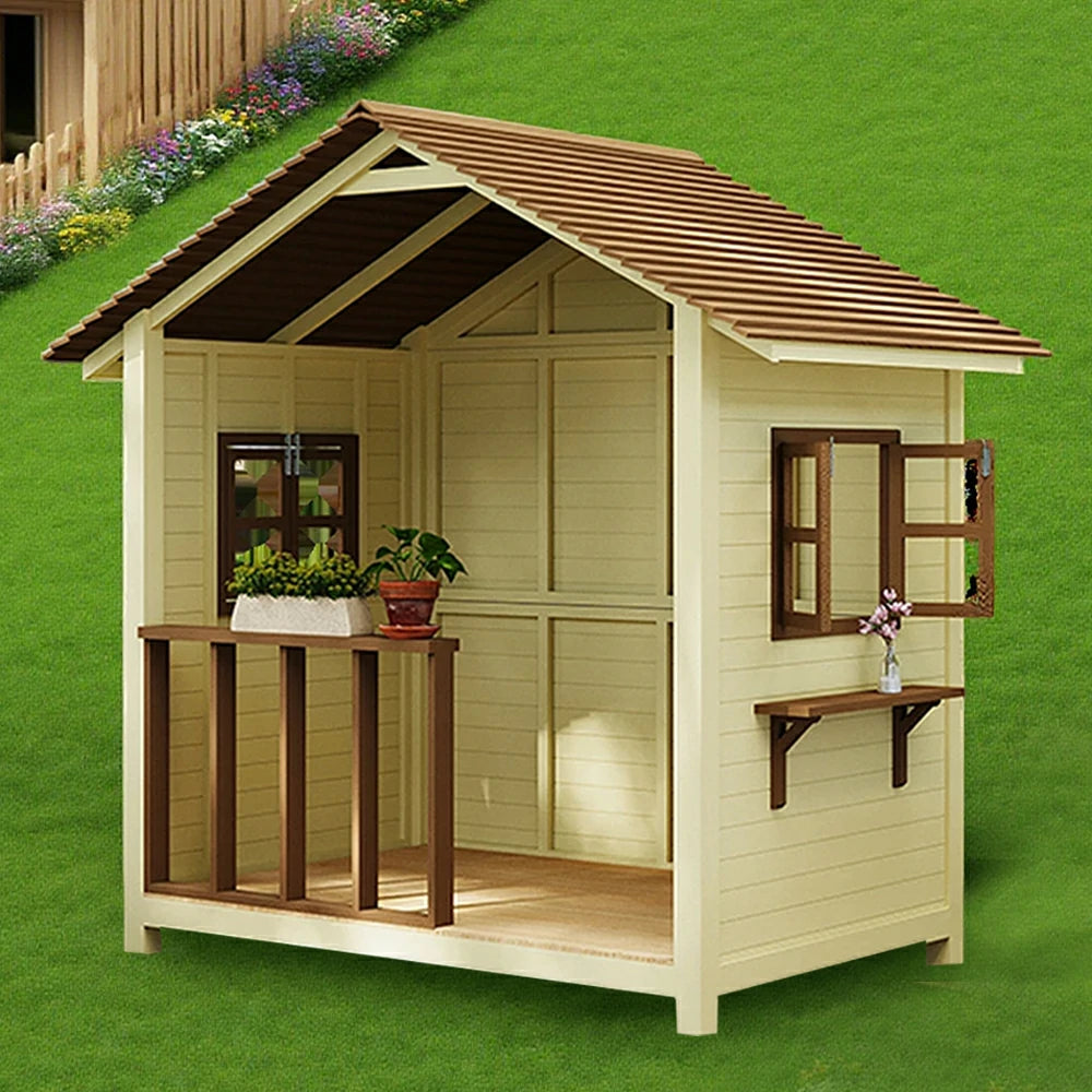 SOLARA Outdoor Wooden Cabin - Premium Solid Wood Structure, Garden & Patio Storage/Relaxation House - Yellow