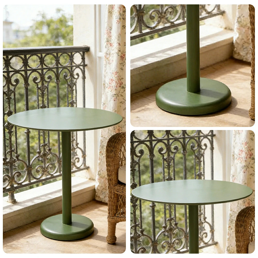 SOLARA 60/80cm Outdoor Round Table - Weather Resistant Patio Table with Heavy Duty Iron Frame, Rust Resistant Coating - Green