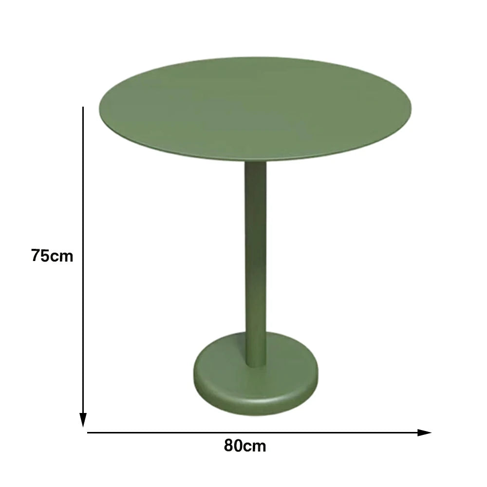 SOLARA 60/80cm Outdoor Round Table - Weather Resistant Patio Table with Heavy Duty Iron Frame, Rust Resistant Coating - Green