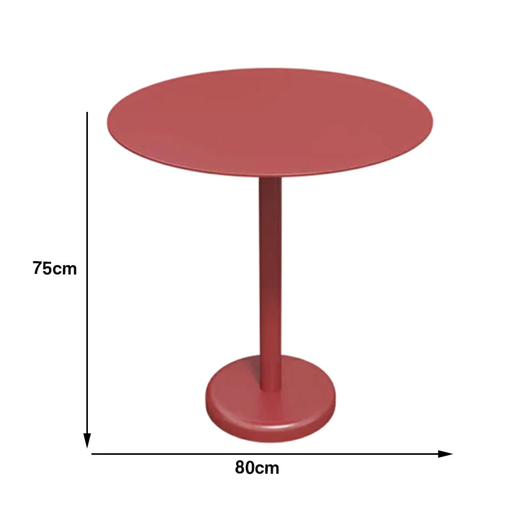 SOLARA 60/80cm Outdoor Round Table - Weather Resistant Patio Table with Heavy Duty Iron Frame, Rust Resistant Coating - Red
