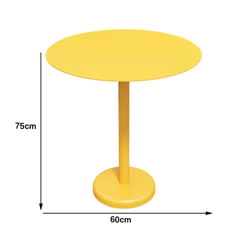 SOLARA 60/80cm Outdoor Round Table - Weather Resistant Patio Table with Heavy Duty Iron Frame, Rust Resistant Coating - Yellow