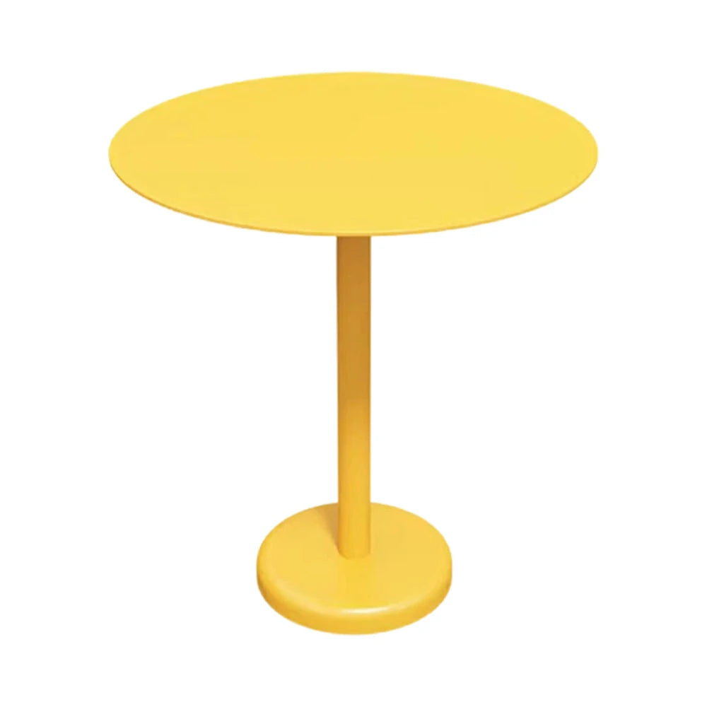 SOLARA 60/80cm Outdoor Round Table - Weather Resistant Patio Table with Heavy Duty Iron Frame, Rust Resistant Coating - Yellow