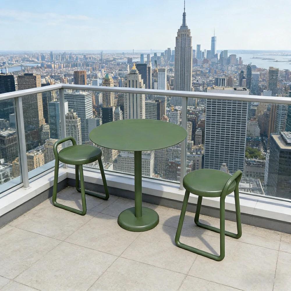 SOLARA 60/80cm Outdoor Table and 2 Chairs Set - Weather Resistant Patio Bistro Set with Heavy Duty Iron Frame, Rust Resistant Coating - Green