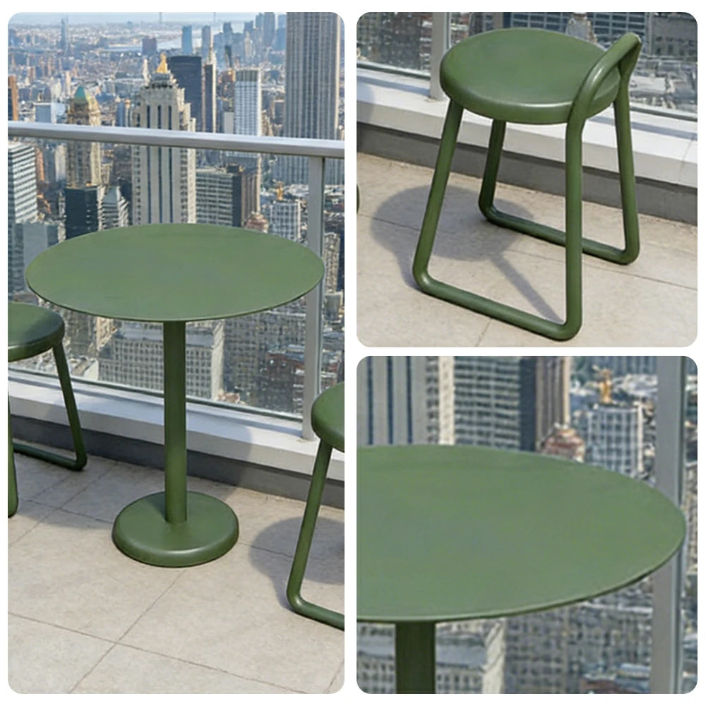 SOLARA 60/80cm Outdoor Table and 2 Chairs Set - Weather Resistant Patio Bistro Set with Heavy Duty Iron Frame, Rust Resistant Coating - Green