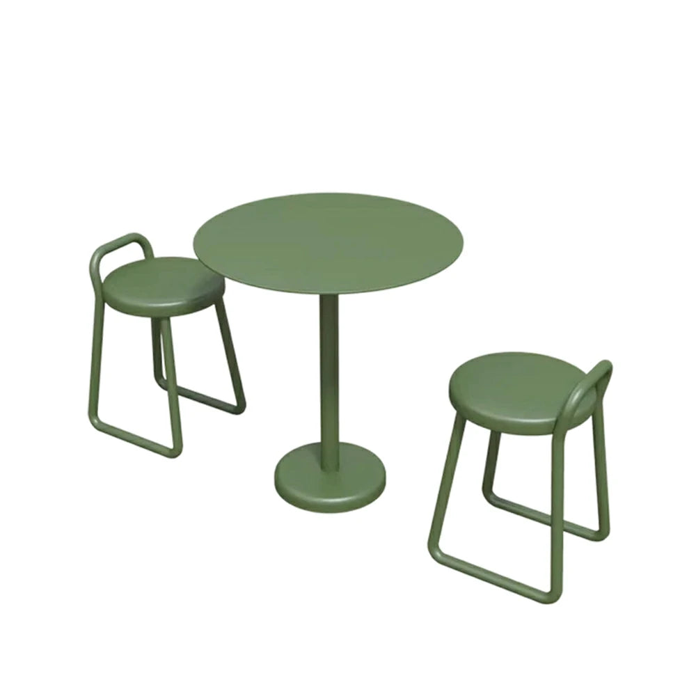 SOLARA 60/80cm Outdoor Table and 2 Chairs Set - Weather Resistant Patio Bistro Set with Heavy Duty Iron Frame, Rust Resistant Coating - Green