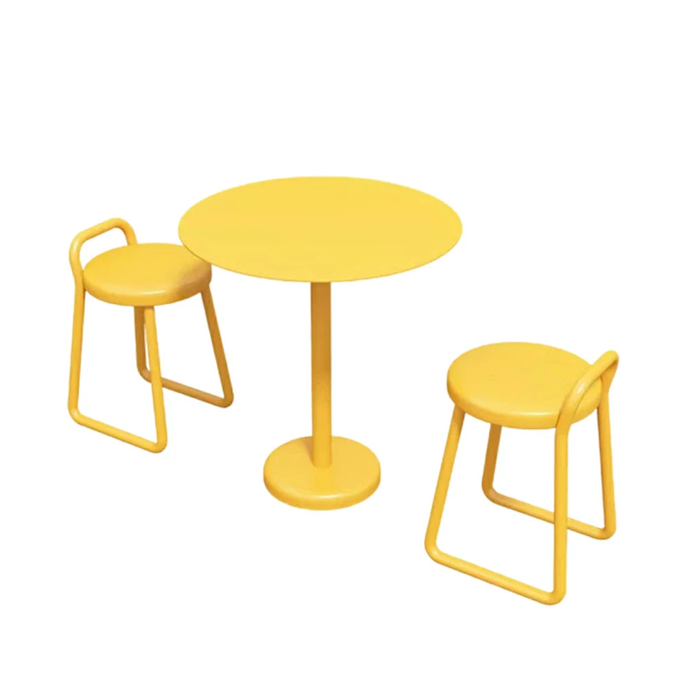 SOLARA 60/80cm Outdoor Table and 2 Chairs Set - Weather Resistant Patio Bistro Set with Heavy Duty Iron Frame, Rust Resistant Coating - Yellow
