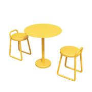 SOLARA 60/80cm Outdoor Table and 2 Chairs Set - Weather Resistant Patio Bistro Set with Heavy Duty Iron Frame, Rust Resistant Coating - Yellow