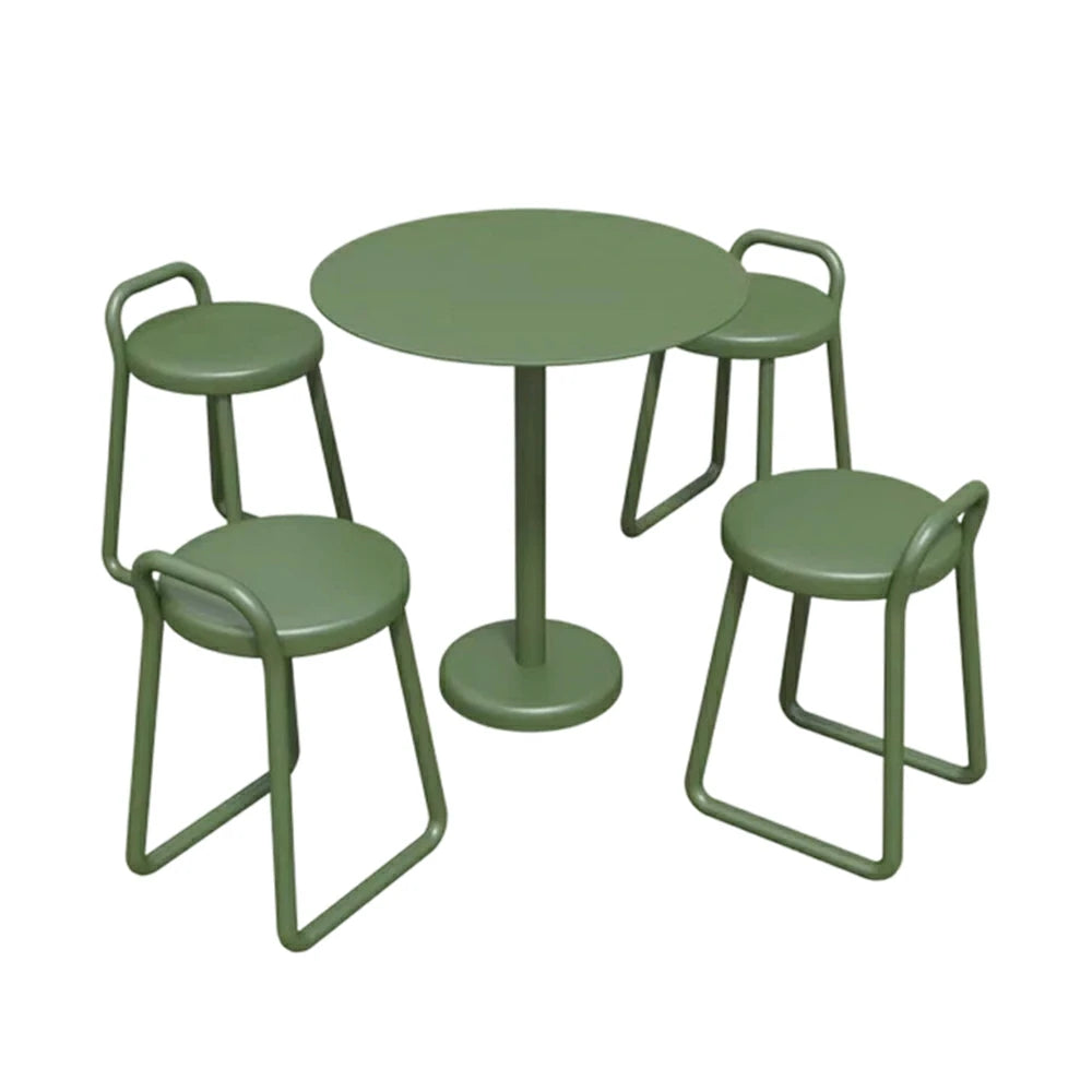 SOLARA 60/80cm Outdoor Table and 4 Chairs Set - Weather Resistant Patio Bistro Set with Heavy Duty Iron Frame, Rust Resistant Coating - Green