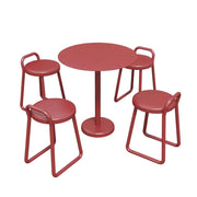 SOLARA 60/80cm Outdoor Table and 4 Chairs Set - Weather Resistant Patio Bistro Set with Heavy Duty Iron Frame, Rust Resistant Coating - Red