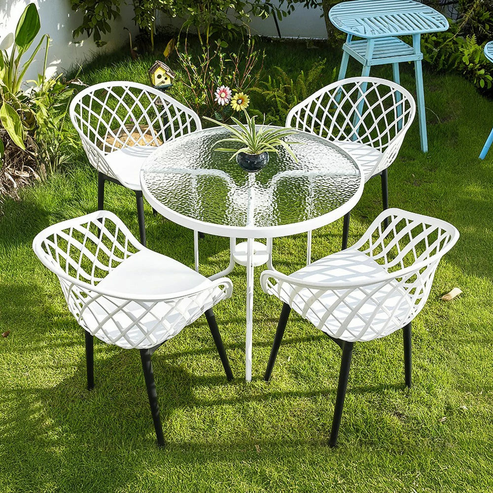 SOLARA Dining Chair Set of 2 Eco-Friendly PVC Seat with One-Piece Blow-Moulded Design, Large Comfort Surface, Stable and Durable Rust-Resistant Frame - White