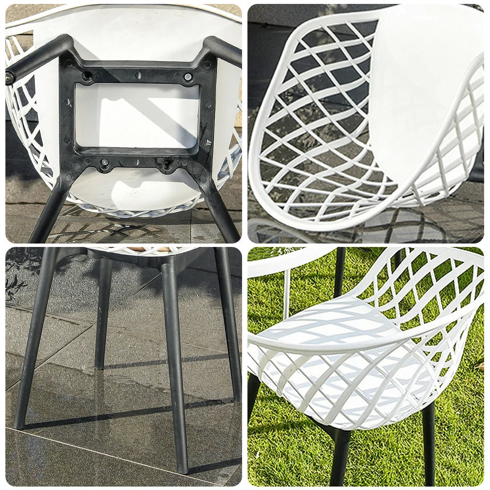 SOLARA Dining Chair Set of 2 Eco-Friendly PVC Seat with One-Piece Blow-Moulded Design, Large Comfort Surface, Stable and Durable Rust-Resistant Frame - White