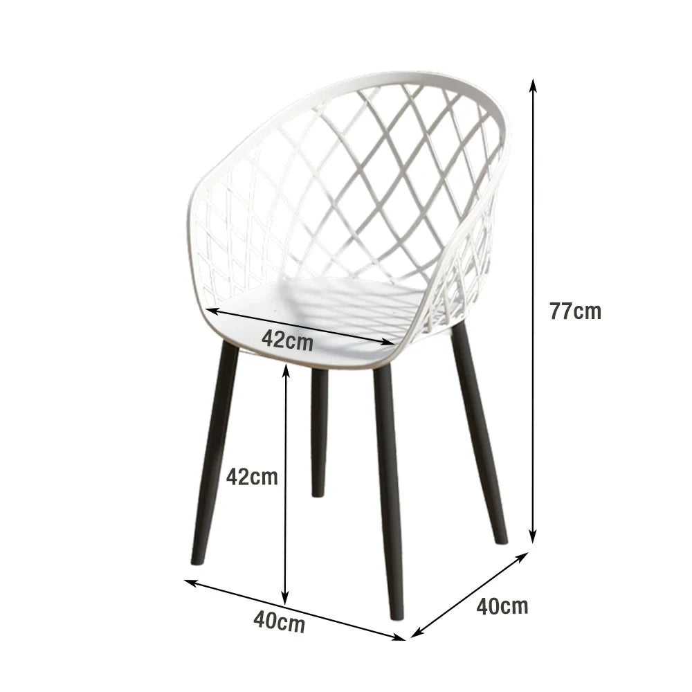 SOLARA Dining Chair Set of 2 Eco-Friendly PVC Seat with One-Piece Blow-Moulded Design, Large Comfort Surface, Stable and Durable Rust-Resistant Frame - White