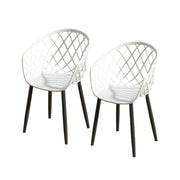 SOLARA Dining Chair Set of 2 Eco-Friendly PVC Seat with One-Piece Blow-Moulded Design, Large Comfort Surface, Stable and Durable Rust-Resistant Frame - White