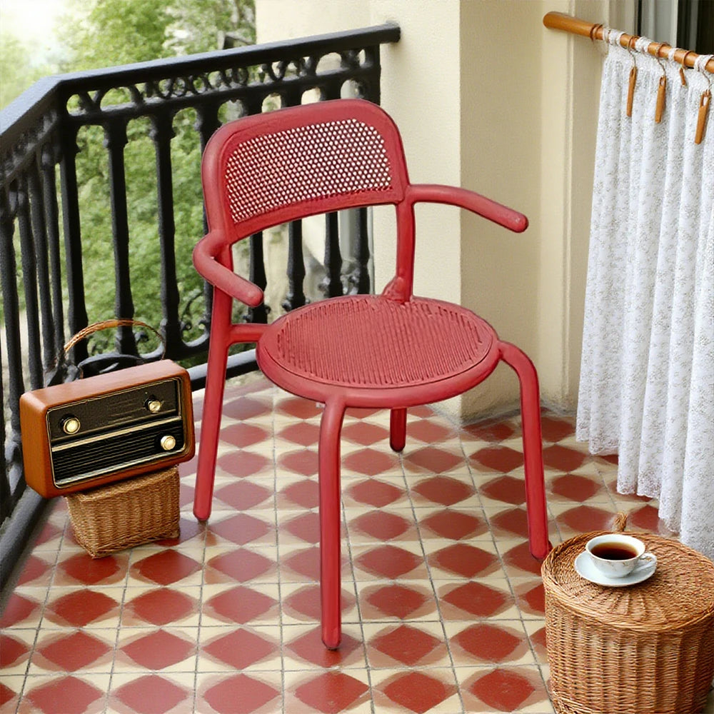 SOLARA Outdoor Aluminum Alloy Furniture Set with Durable Table, Chair & Sofa - Red