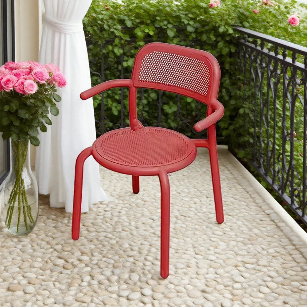 SOLARA Outdoor Aluminum Alloy Furniture Set with Durable Table, Chair & Sofa - Red