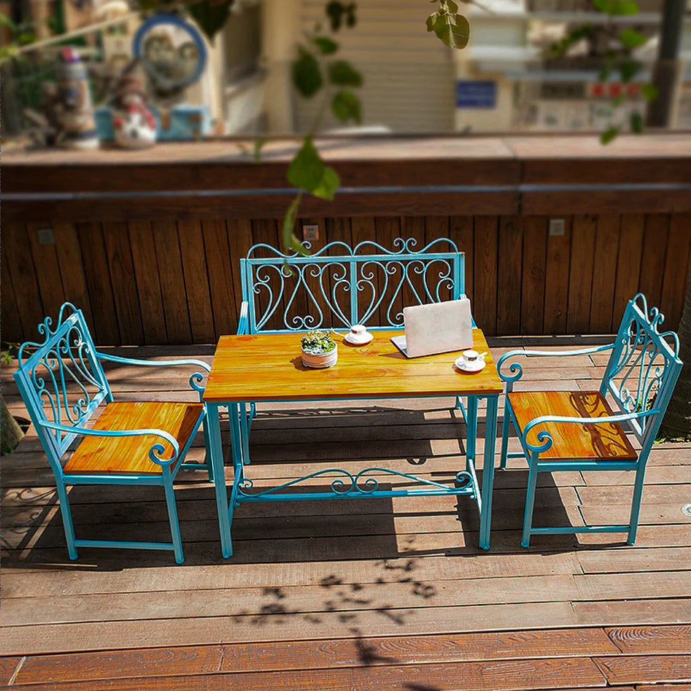 SOLARA Outdoor Furniture Set - Durable New Zealand Pine Chair & Table with Iron Frame, Ventilated Backrest