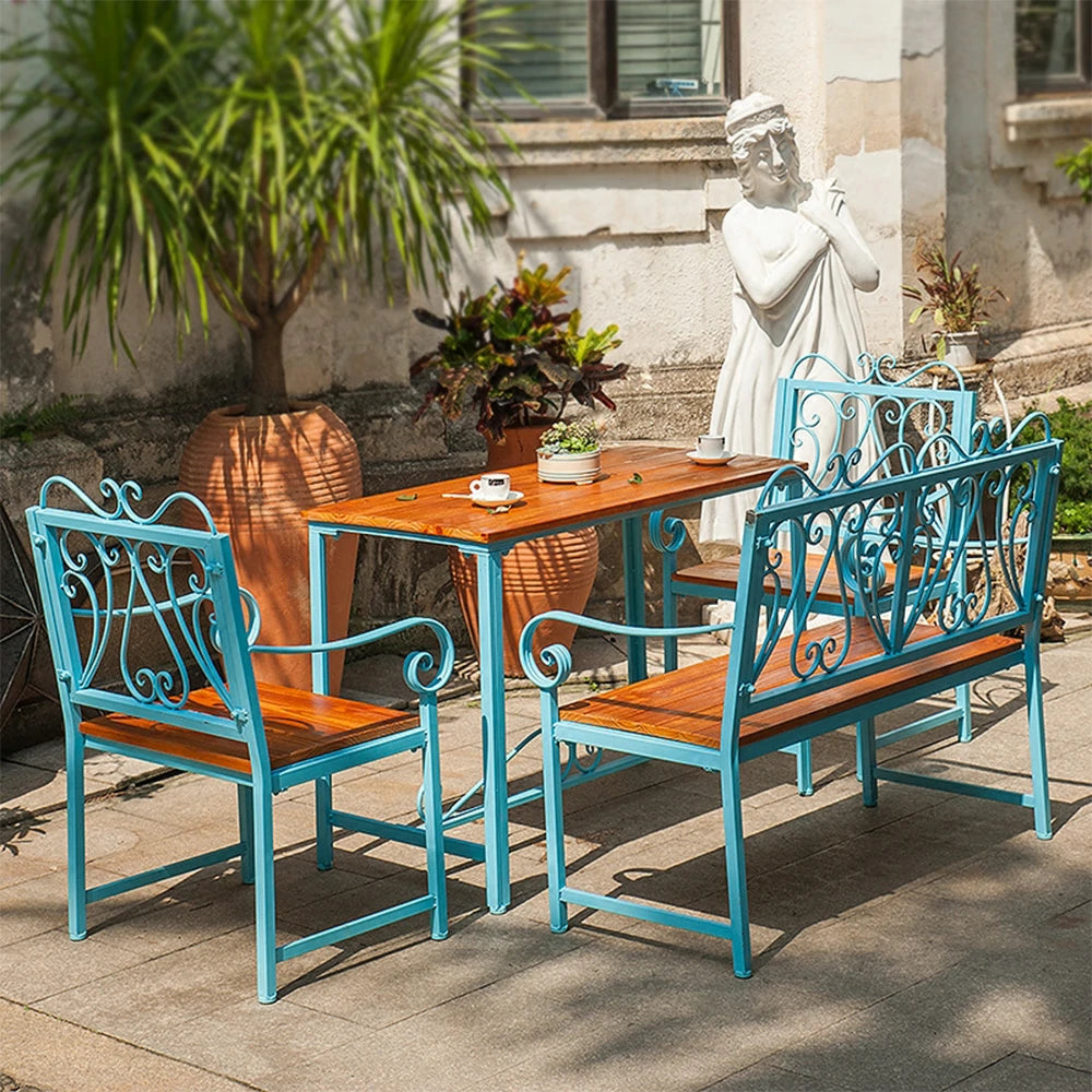 SOLARA Outdoor Furniture Set - Durable New Zealand Pine Chair & Table with Iron Frame, Ventilated Backrest