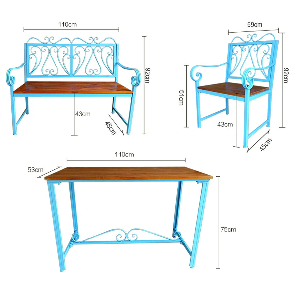 SOLARA Outdoor Furniture Set - Durable New Zealand Pine Chair & Table with Iron Frame, Ventilated Backrest