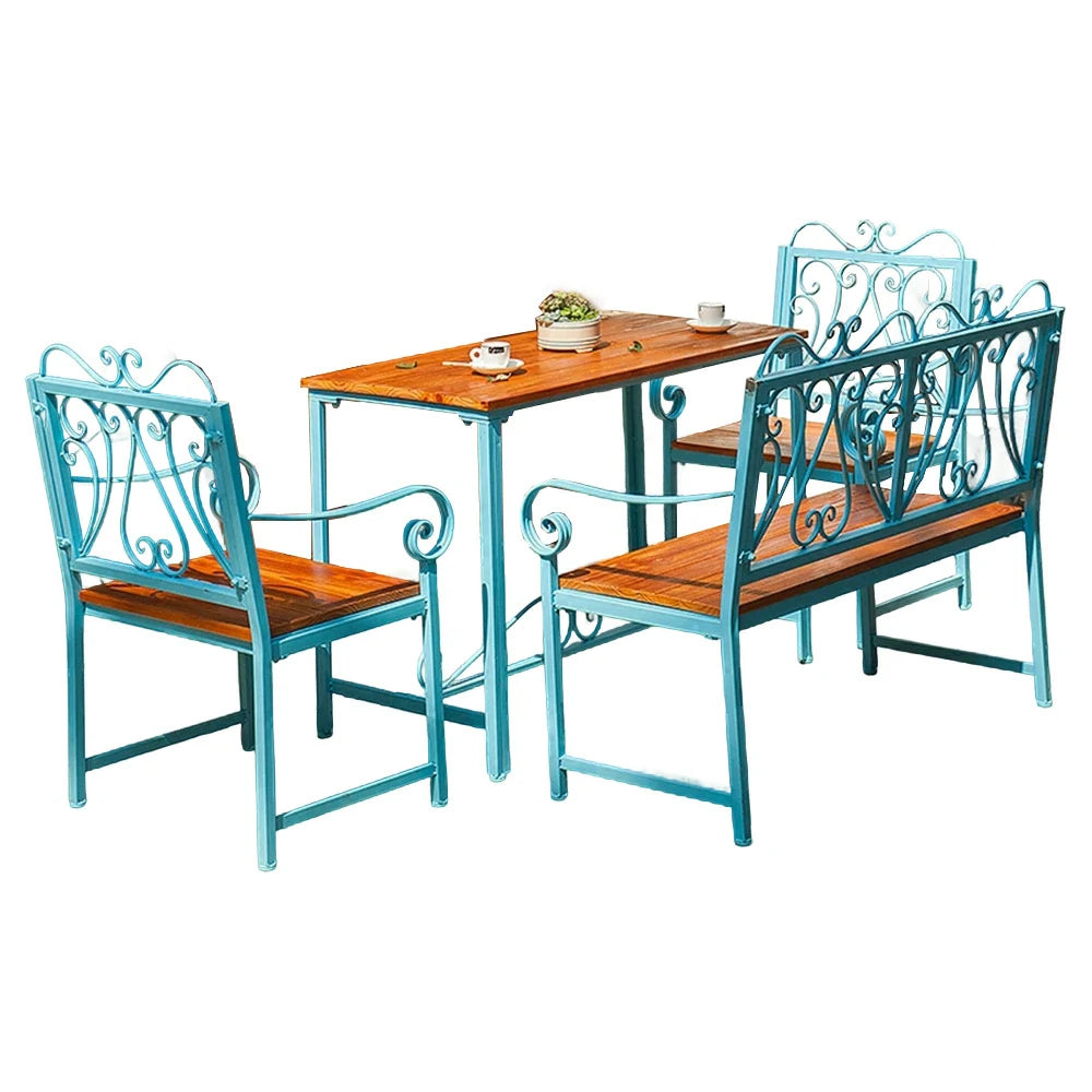 SOLARA Outdoor Furniture Set - Durable New Zealand Pine Chair & Table with Iron Frame, Ventilated Backrest