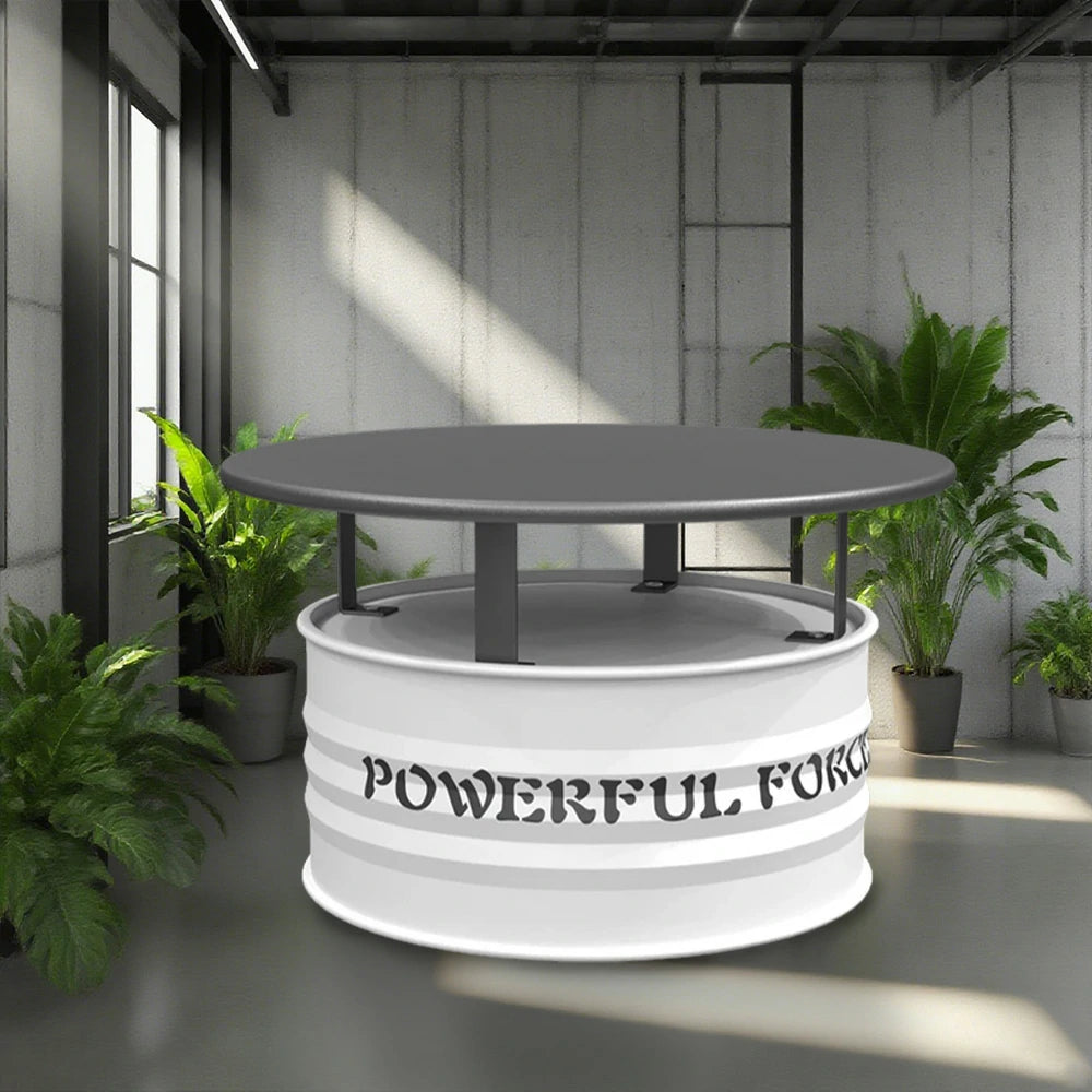 SOLARA Outdoor Table High-Temperature Baked Rust-Resistant Finish, Thickened Iron Frame with PU Edge Protection, Stable & Durable Easy-Clean Design - White