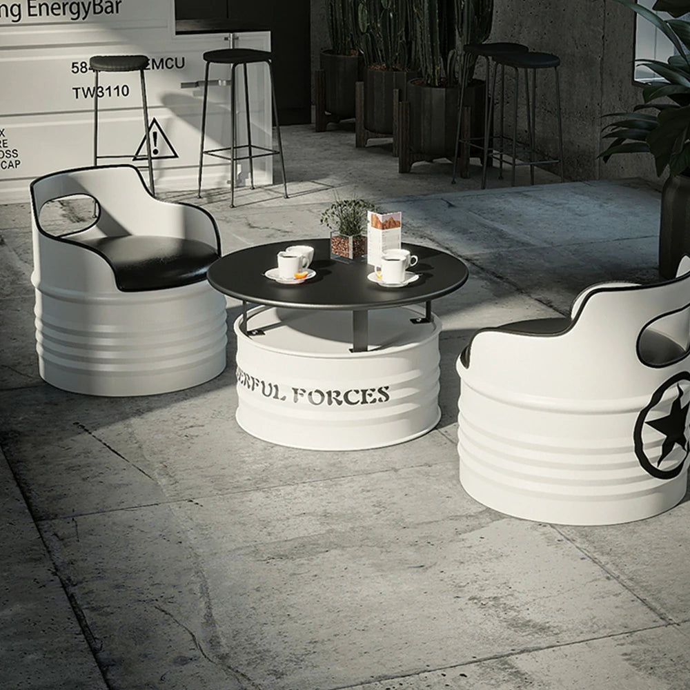 SOLARA Outdoor Table High-Temperature Baked Rust-Resistant Finish, Thickened Iron Frame with PU Edge Protection, Stable & Durable Easy-Clean Design - White