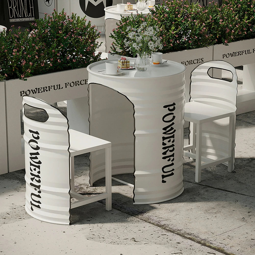 SOLARA Outdoor Chair Sturdy Iron Frame, Rust-Resistant Finish, PU Edge Trim, Safe and Durable Design - White