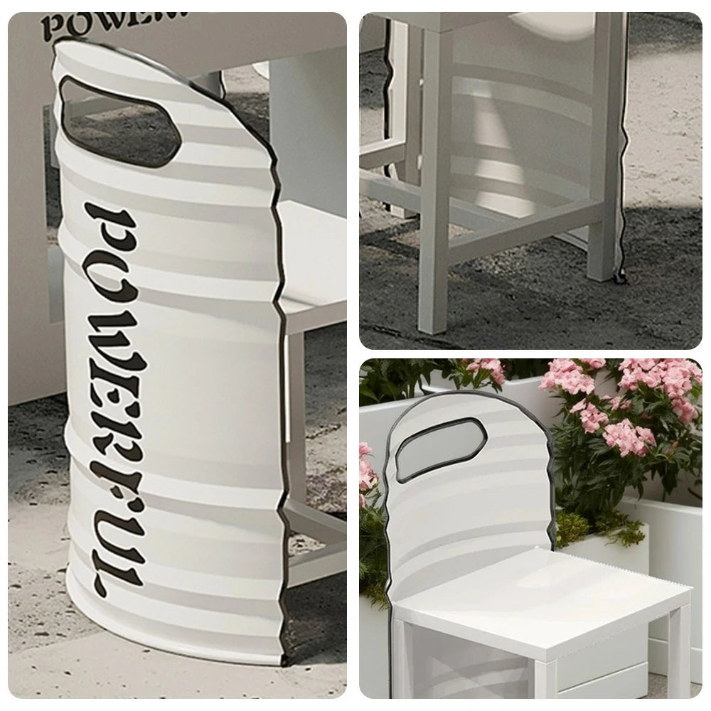 SOLARA Outdoor Chair Sturdy Iron Frame, Rust-Resistant Finish, PU Edge Trim, Safe and Durable Design - White