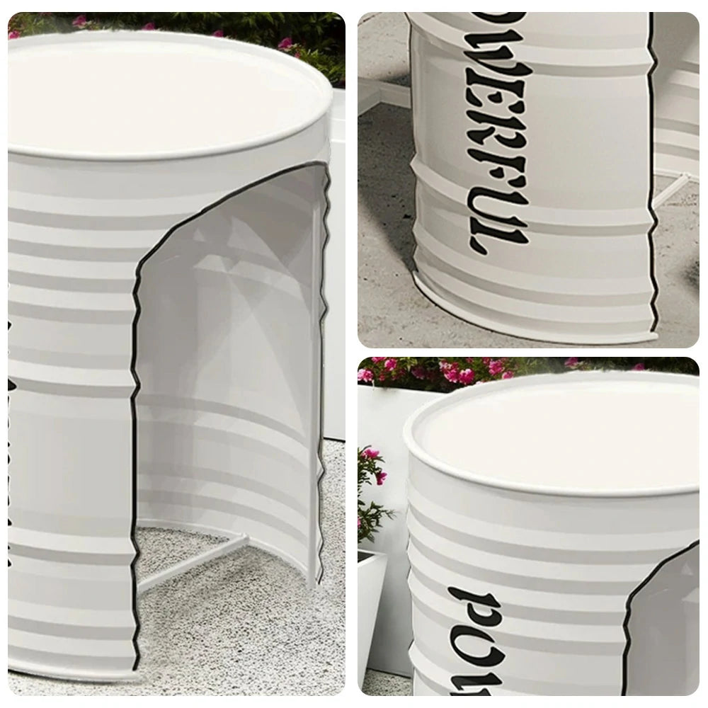 SOLARA Outdoor Table Sturdy Iron Frame, Rust-Resistant Finish, PU Edge Trim, Safe and Durable Design - White