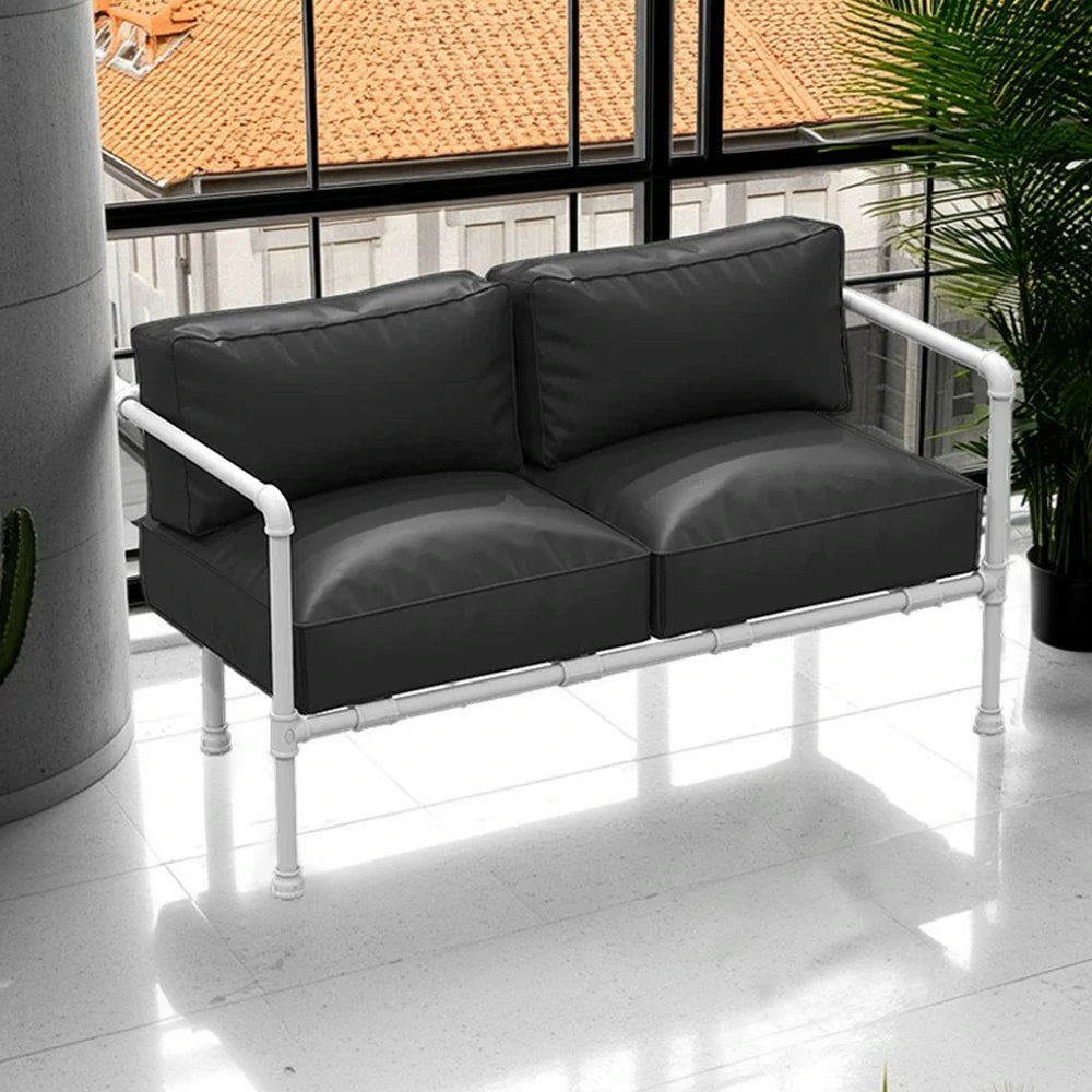 SOLARA Outdoor Chair 74/140cm High-Density Padded Seat, Thick Round-Tube Frame, Comfortable and Durable Design - Black