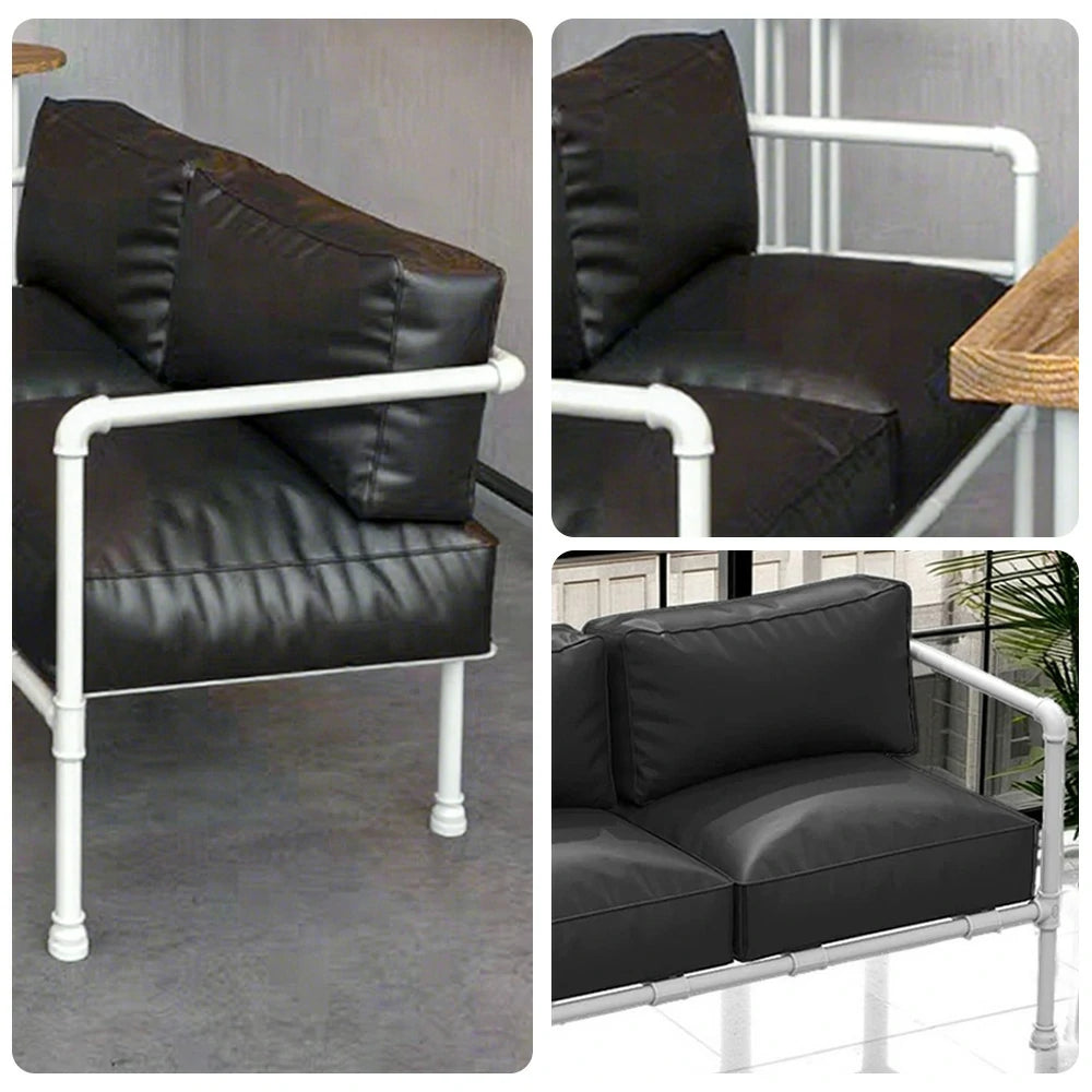 SOLARA Outdoor Chair 74/140cm High-Density Padded Seat, Thick Round-Tube Frame, Comfortable and Durable Design - Black