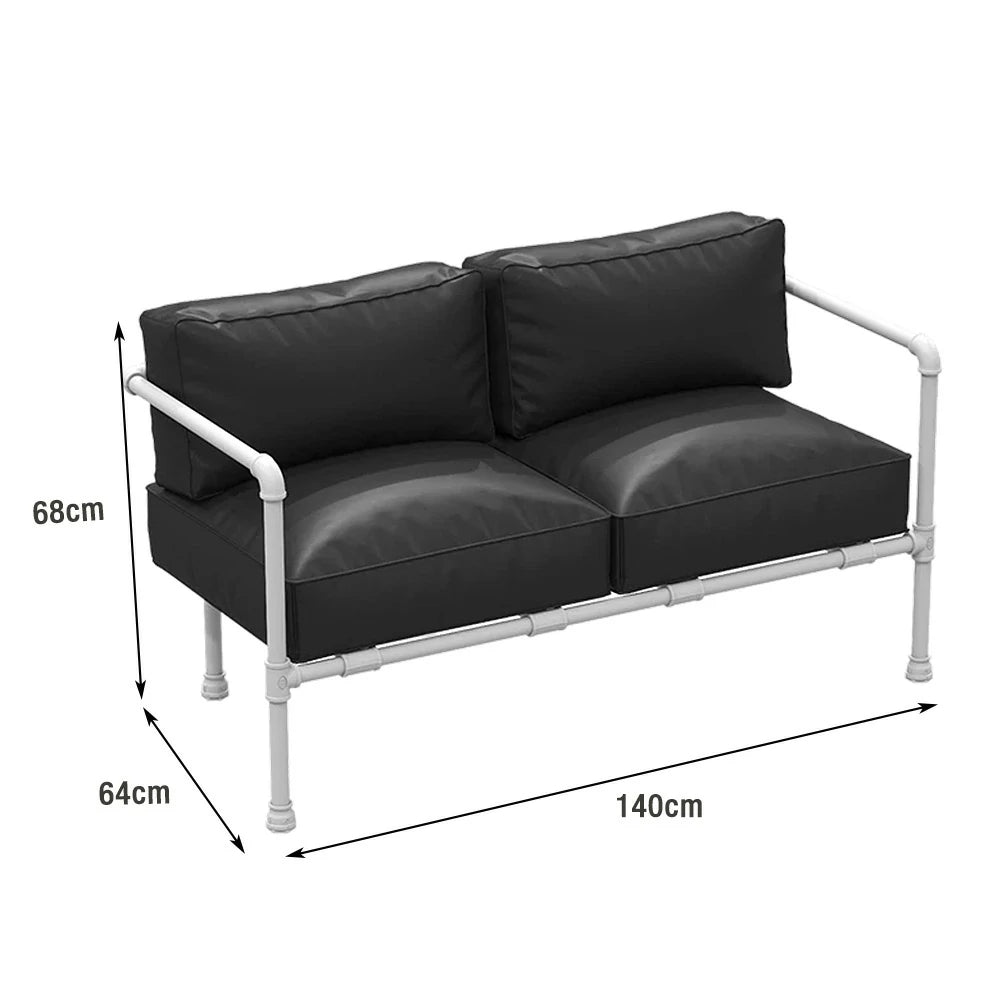 SOLARA Outdoor Chair 74/140cm High-Density Padded Seat, Thick Round-Tube Frame, Comfortable and Durable Design - Black