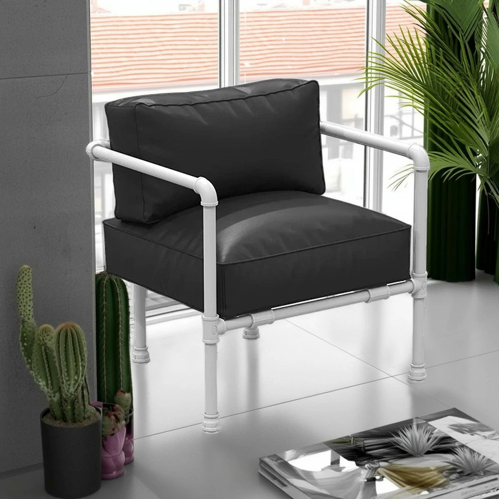 SOLARA Outdoor Chair 74/140cm High-Density Padded Seat, Thick Round-Tube Frame, Comfortable and Durable Design - Black