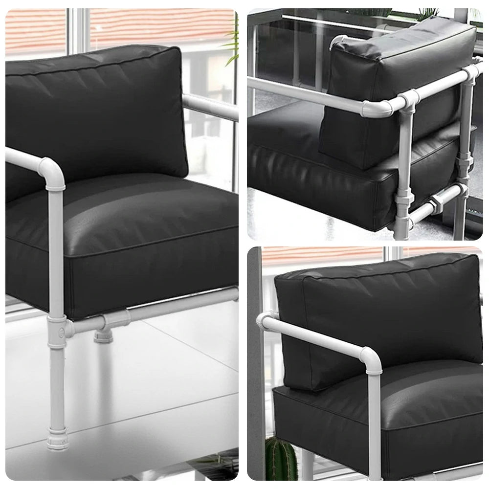 SOLARA Outdoor Chair 74/140cm High-Density Padded Seat, Thick Round-Tube Frame, Comfortable and Durable Design - Black