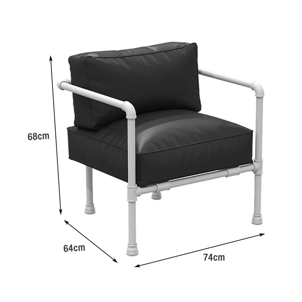 SOLARA Outdoor Chair 74/140cm High-Density Padded Seat, Thick Round-Tube Frame, Comfortable and Durable Design - Black