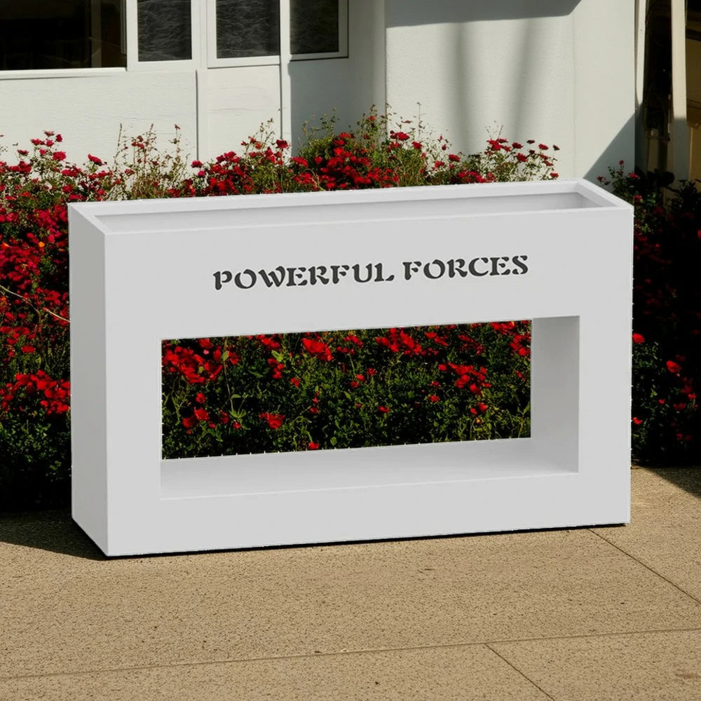 SOLARA Outdoor Planter Box 60/100/150cm Galvanized Steel Body, Rust-Resistant and Durable Design - White