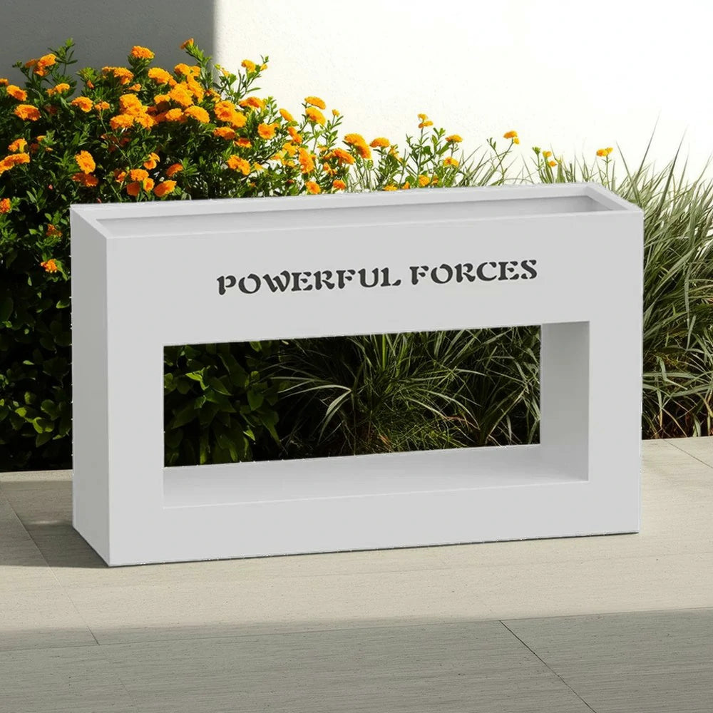 SOLARA Outdoor Planter Box 60/100/150cm Galvanized Steel Body, Rust-Resistant and Durable Design - White