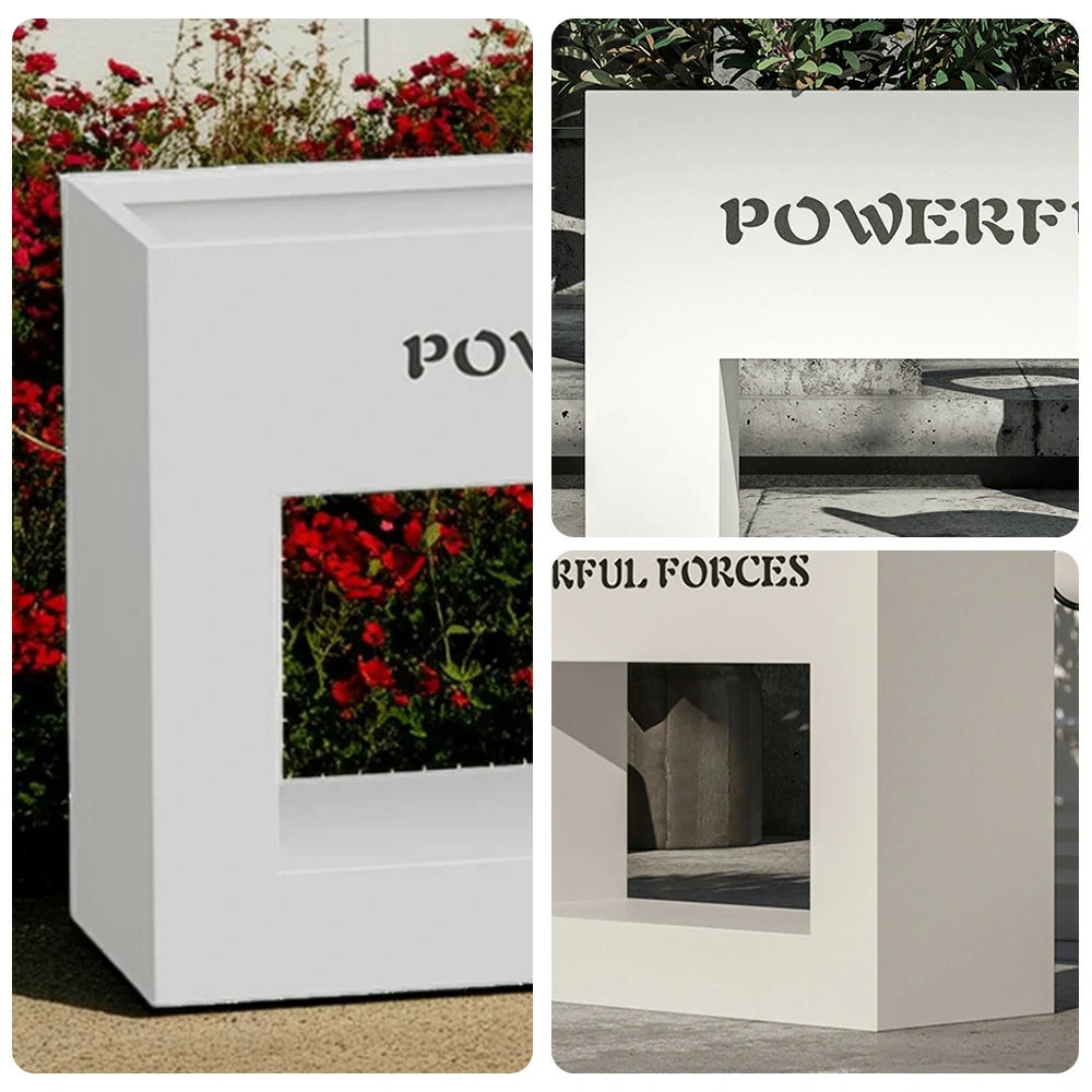 SOLARA Outdoor Planter Box 60/100/150cm Galvanized Steel Body, Rust-Resistant and Durable Design - White