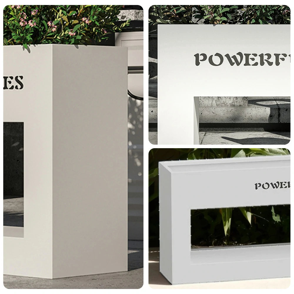 SOLARA Outdoor Planter Box 60/100/150cm Galvanized Steel Body, Rust-Resistant and Durable Design - White