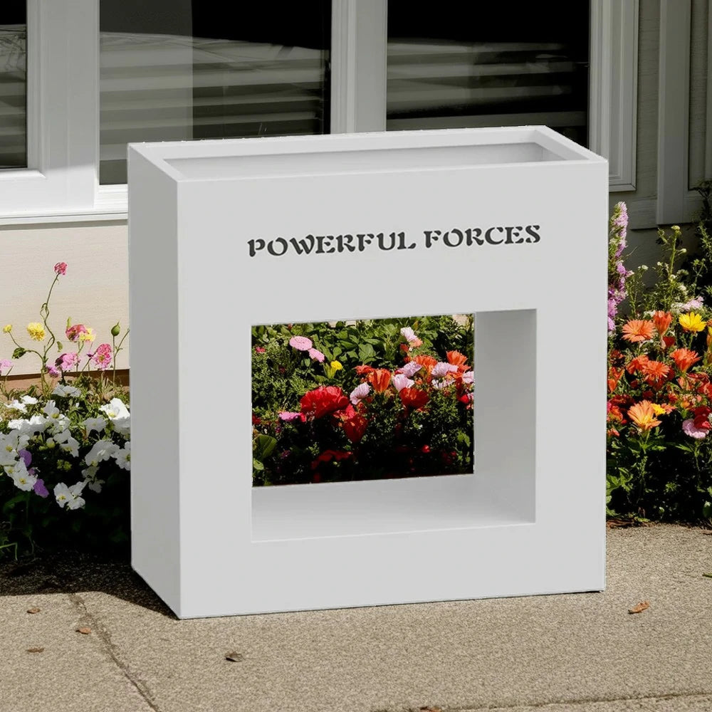 SOLARA Outdoor Planter Box 60/100/150cm Galvanized Steel Body, Rust-Resistant and Durable Design - White