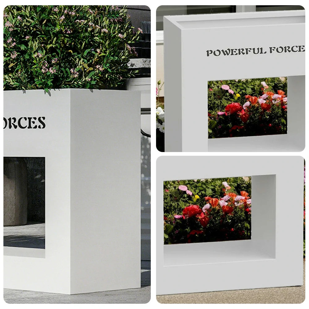 SOLARA Outdoor Planter Box 60/100/150cm Galvanized Steel Body, Rust-Resistant and Durable Design - White