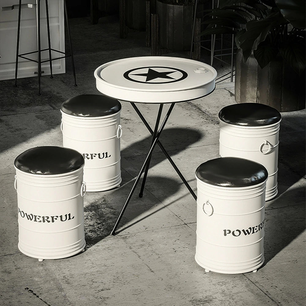 SOLARA Outdoor Chair High-Resilience Sponge Seat, PU Leather Surface with Rust-Resistant Finish, Comfortable and Easy-to-Clean Design - White