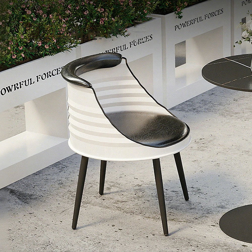 SOLARA Outdoor Chair High-Resilience Sponge Seat, Durable Oil-Drum Frame with Rust-Resistant Baked Finish - White and Black