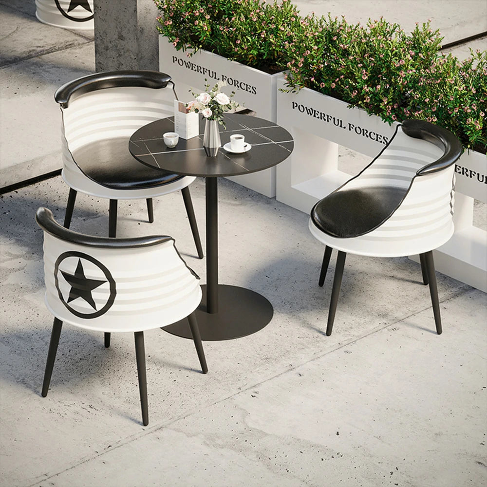 SOLARA Outdoor Chair High-Resilience Sponge Seat, Durable Oil-Drum Frame with Rust-Resistant Baked Finish - White and Black