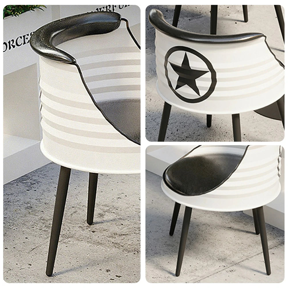 SOLARA Outdoor Chair High-Resilience Sponge Seat, Durable Oil-Drum Frame with Rust-Resistant Baked Finish - White and Black