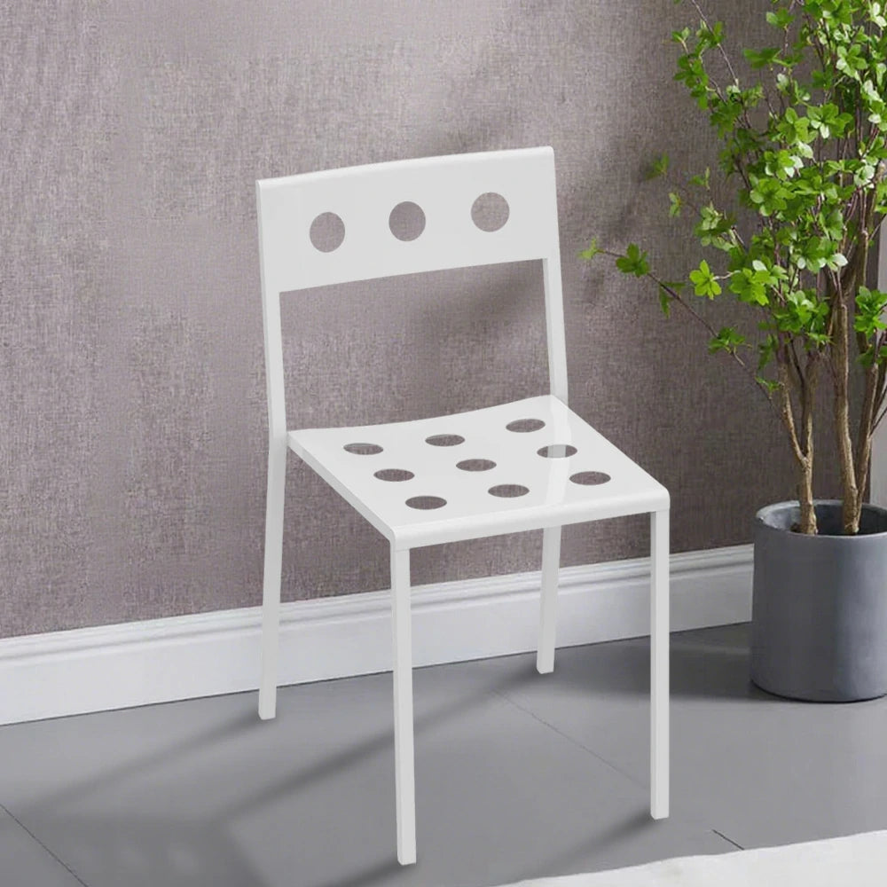 SOLARA Outdoor Chair Thickened Iron Frame for Stable Support, Rust-Resistant Baked Finish, Durable & Secure Design - White